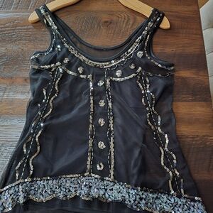 Elegant Black Sequin Embellished Women's Top